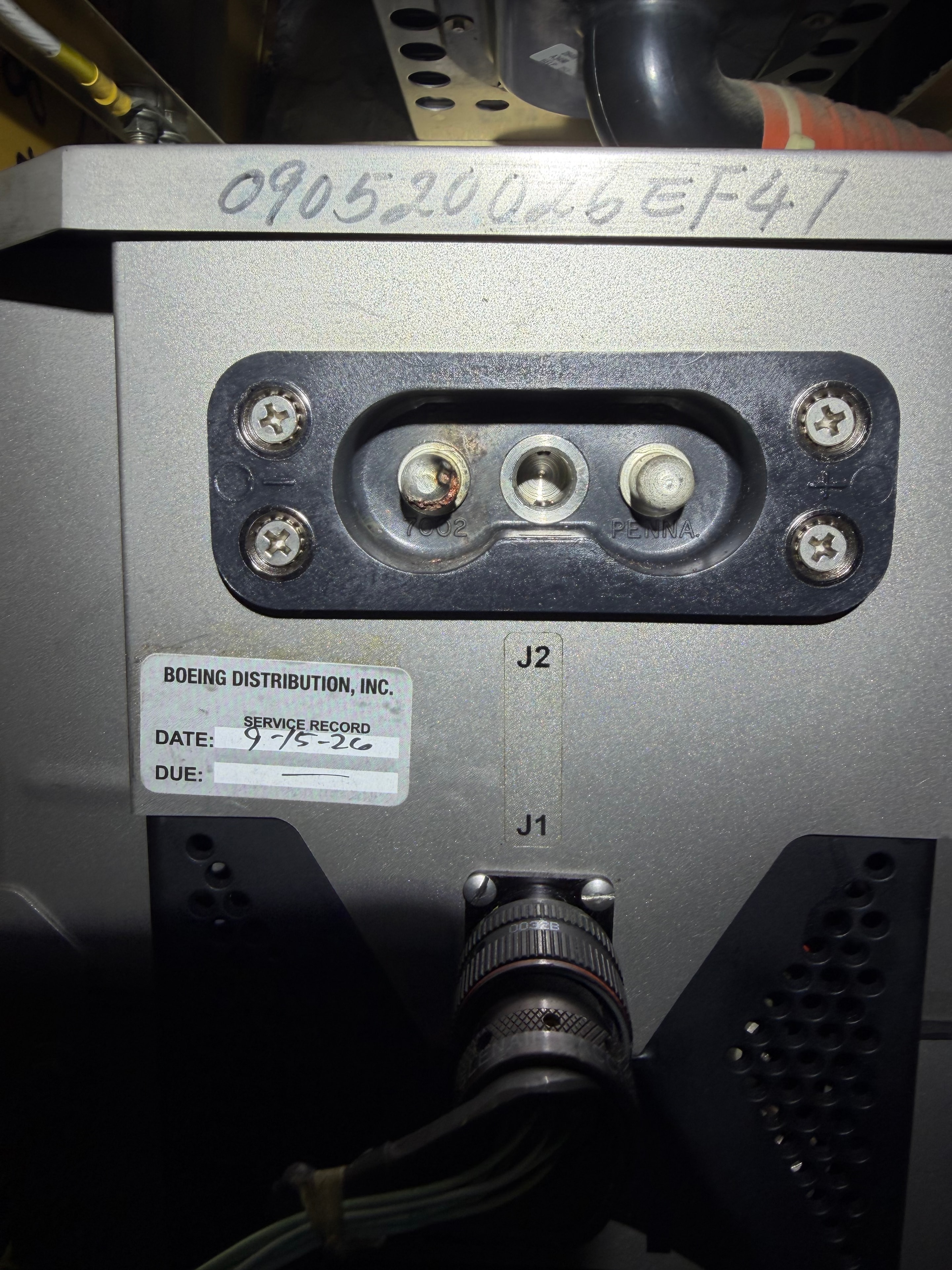 Boeing avionics connector panel